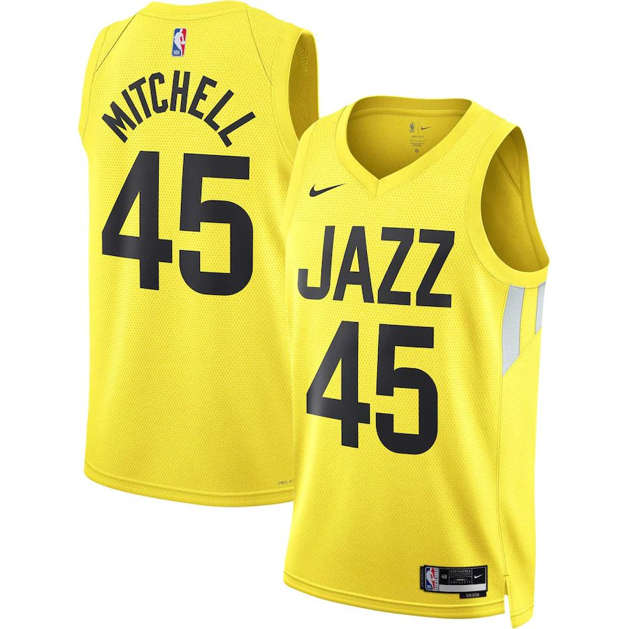Men Utah Jazz #45 Donovan Mitchell Nike Gold Icon Edition 2022-23 Swingman NBA Jersey->utah jazz->NBA Jersey